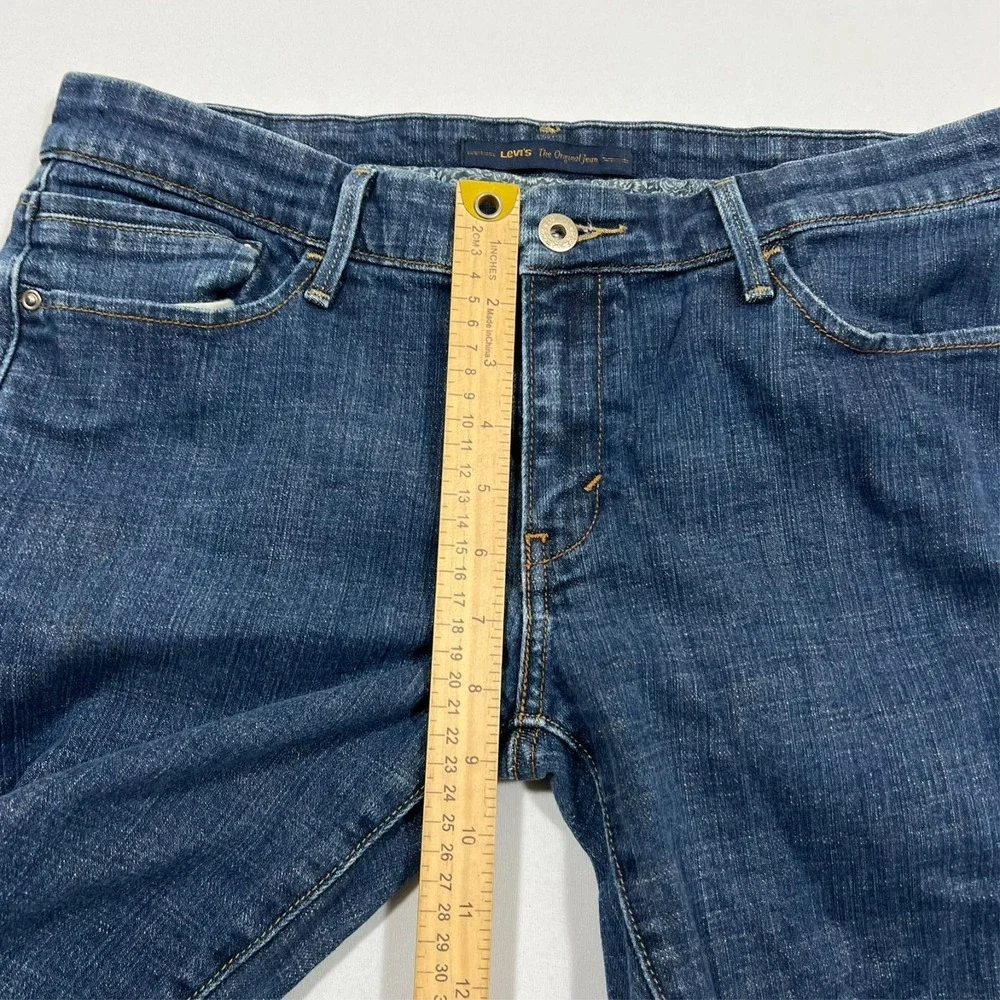 Y2K Levis 547 Platinum Flare Mid Rise Jeans Stretch Denim Flap Pocket Women's 12